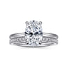 Rainah - 14K White Gold Hidden Halo Oval Diamond Engagement Ring - 0.13 ct