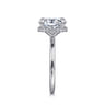 Rainah - 14K White Gold Hidden Halo Oval Diamond Engagement Ring - 0.13 ct
