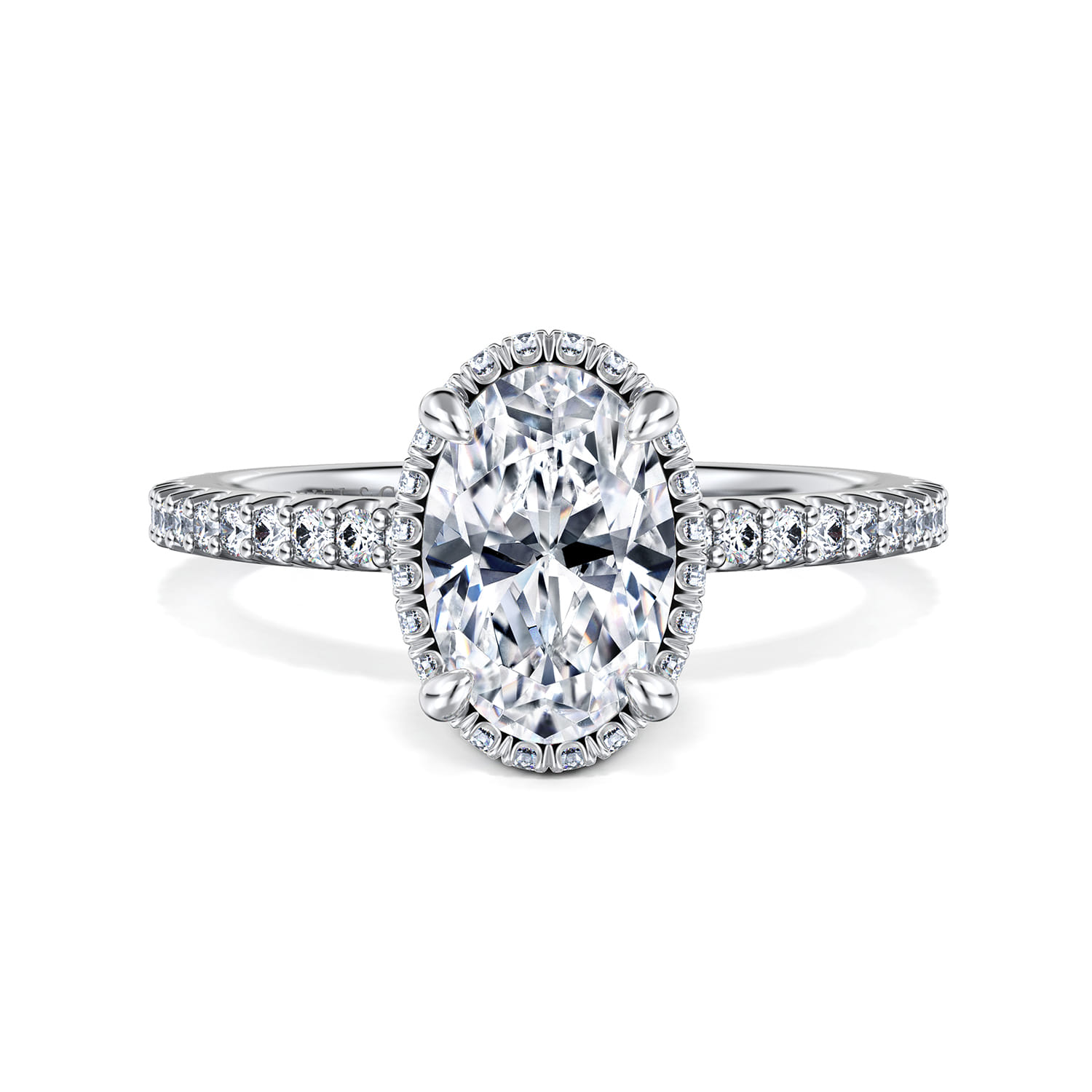 Senne - 14K White Gold Oval Cut Hidden Halo Diamond Engagement Ring - 0.4 ct - Shot 1