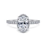 Senne - 14K White Gold Oval Cut Hidden Halo Diamond Engagement Ring - 0.4 ct