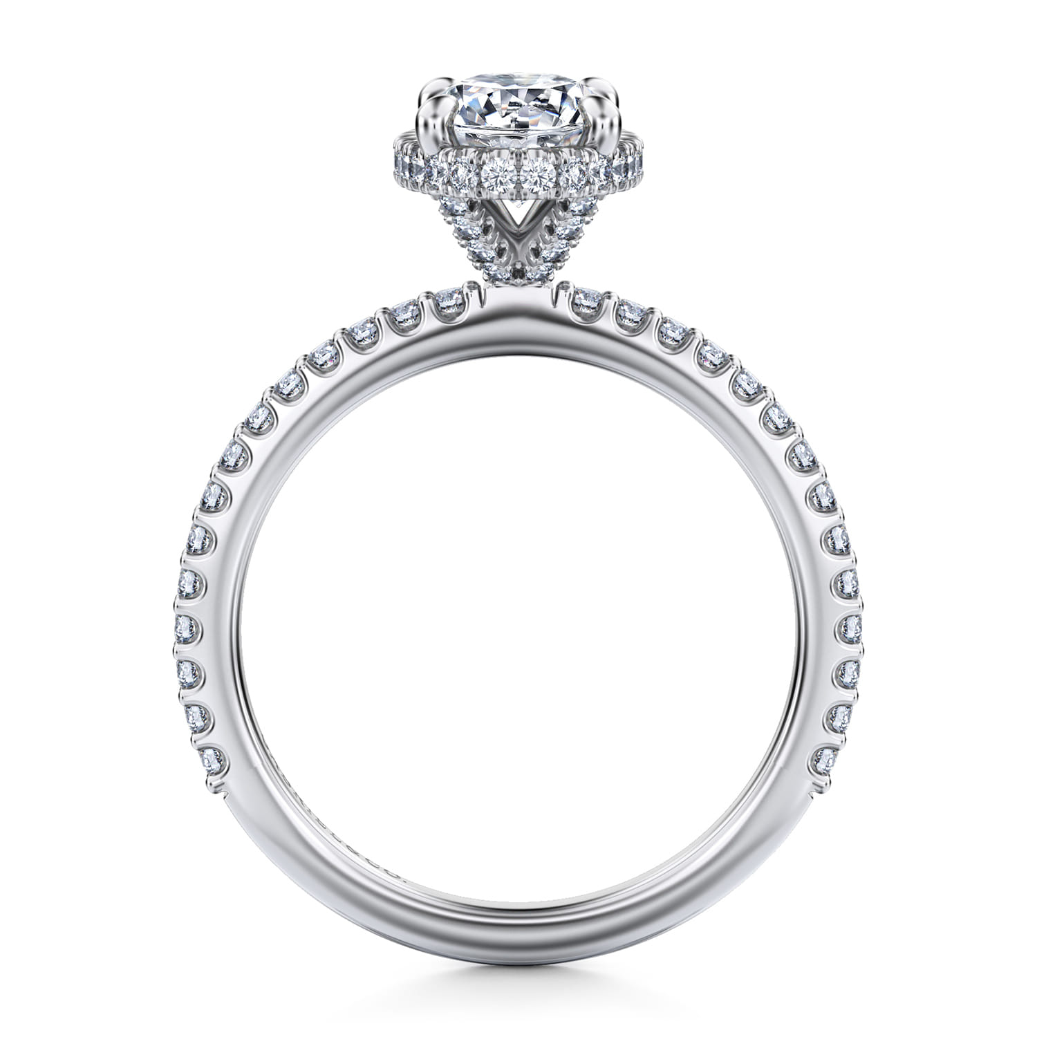 Senne - 14K White Gold Oval Cut Hidden Halo Diamond Engagement Ring - 0.4 ct - Shot 2