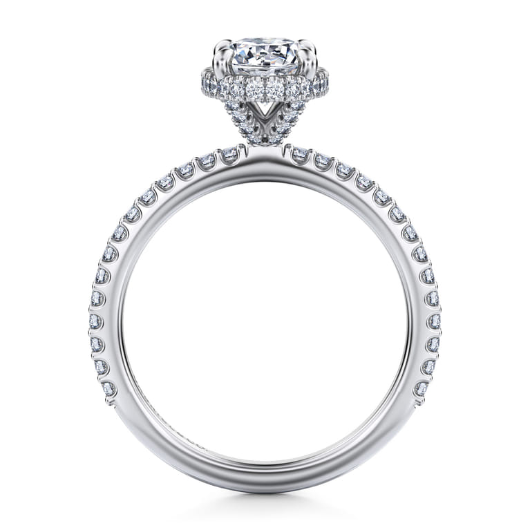 Senne - 14K White Gold Oval Cut Hidden Halo Diamond Engagement Ring - 0.4 ct - Shot 2