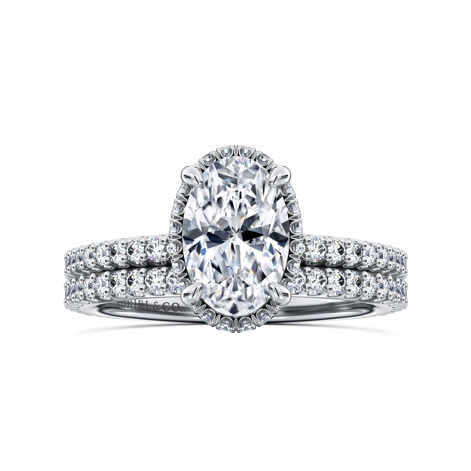 Senne - 14K White Gold Oval Cut Hidden Halo Diamond Engagement Ring - 0.4 ct - Shot 4