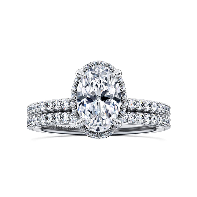 Senne - 14K White Gold Oval Cut Hidden Halo Diamond Engagement Ring - 0.4 ct - Shot 4