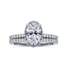 Senne - 14K White Gold Oval Cut Hidden Halo Diamond Engagement Ring - 0.4 ct