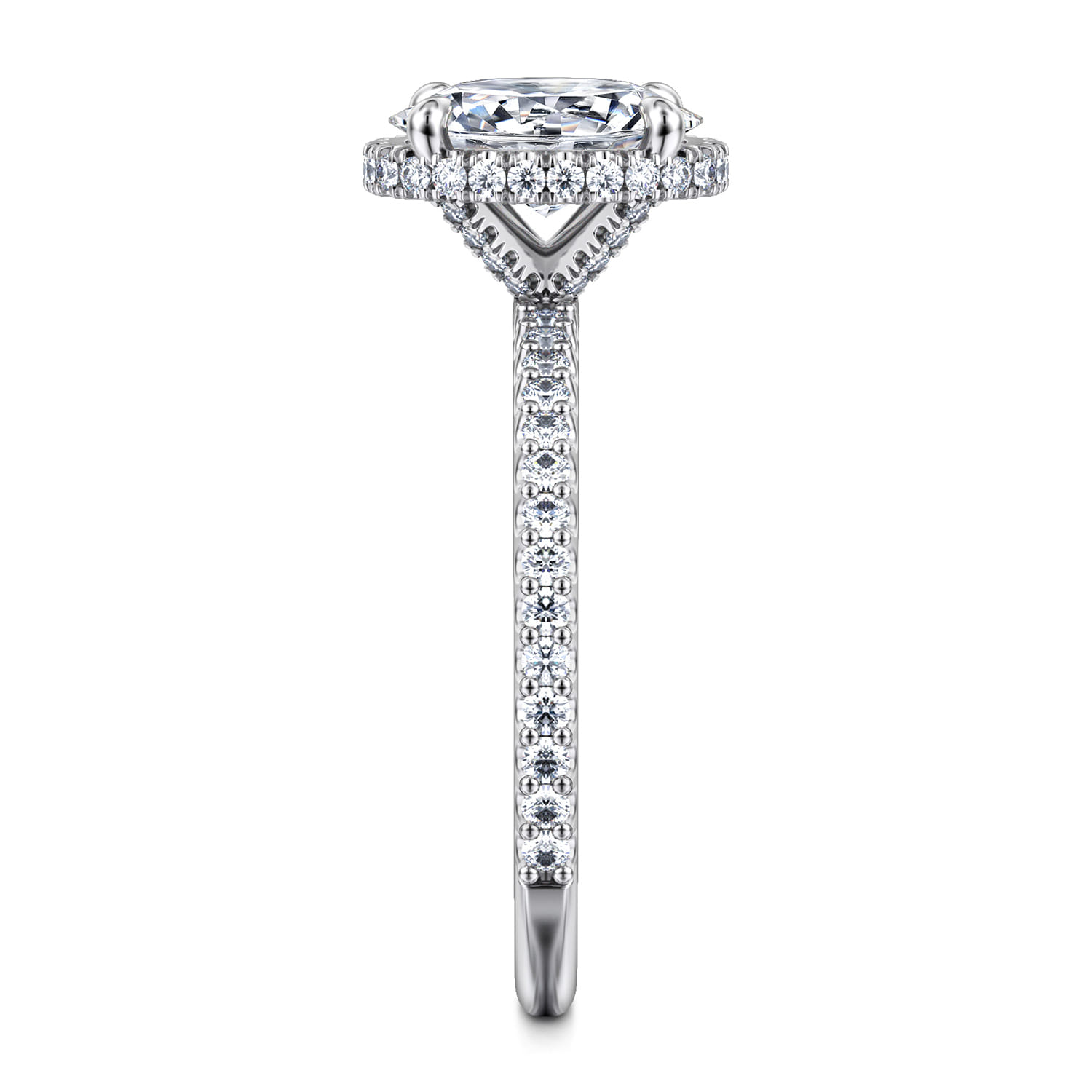 Senne - 14K White Gold Oval Cut Hidden Halo Diamond Engagement Ring - 0.4 ct - Shot 5