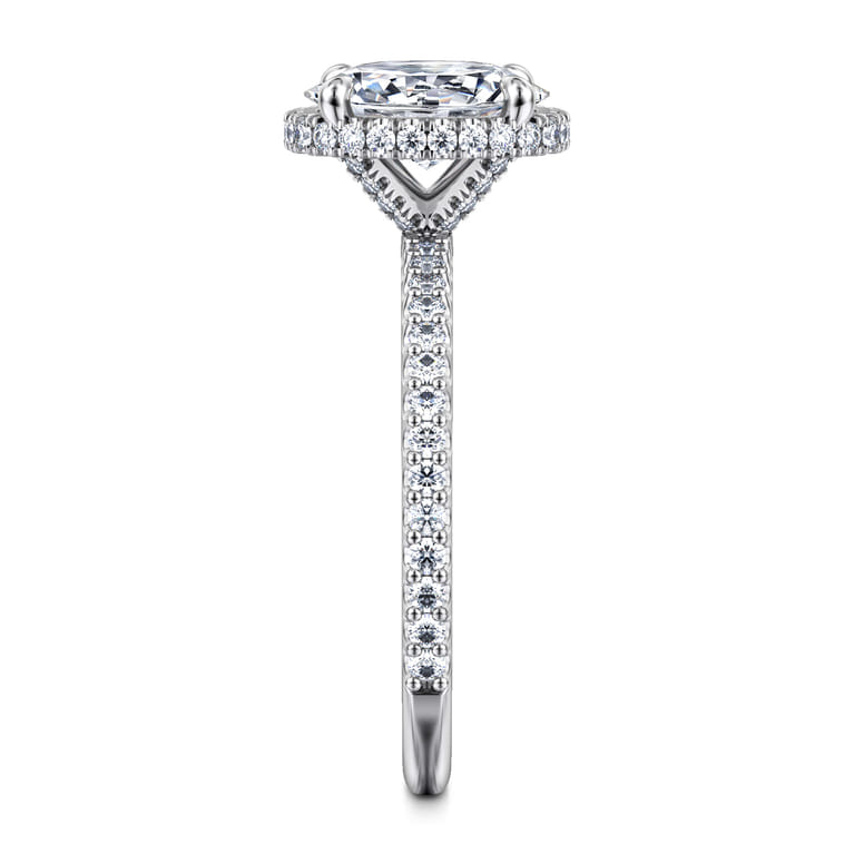 Senne - 14K White Gold Oval Cut Hidden Halo Diamond Engagement Ring - 0.4 ct - Shot 5