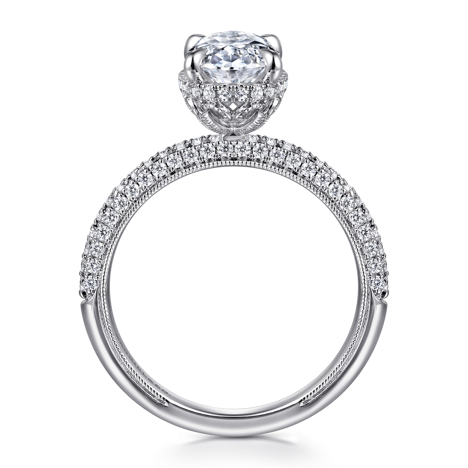 Caly - 14K White Gold Oval Halo Diamond Engagement Ring - 0.5 ct - Shot 2