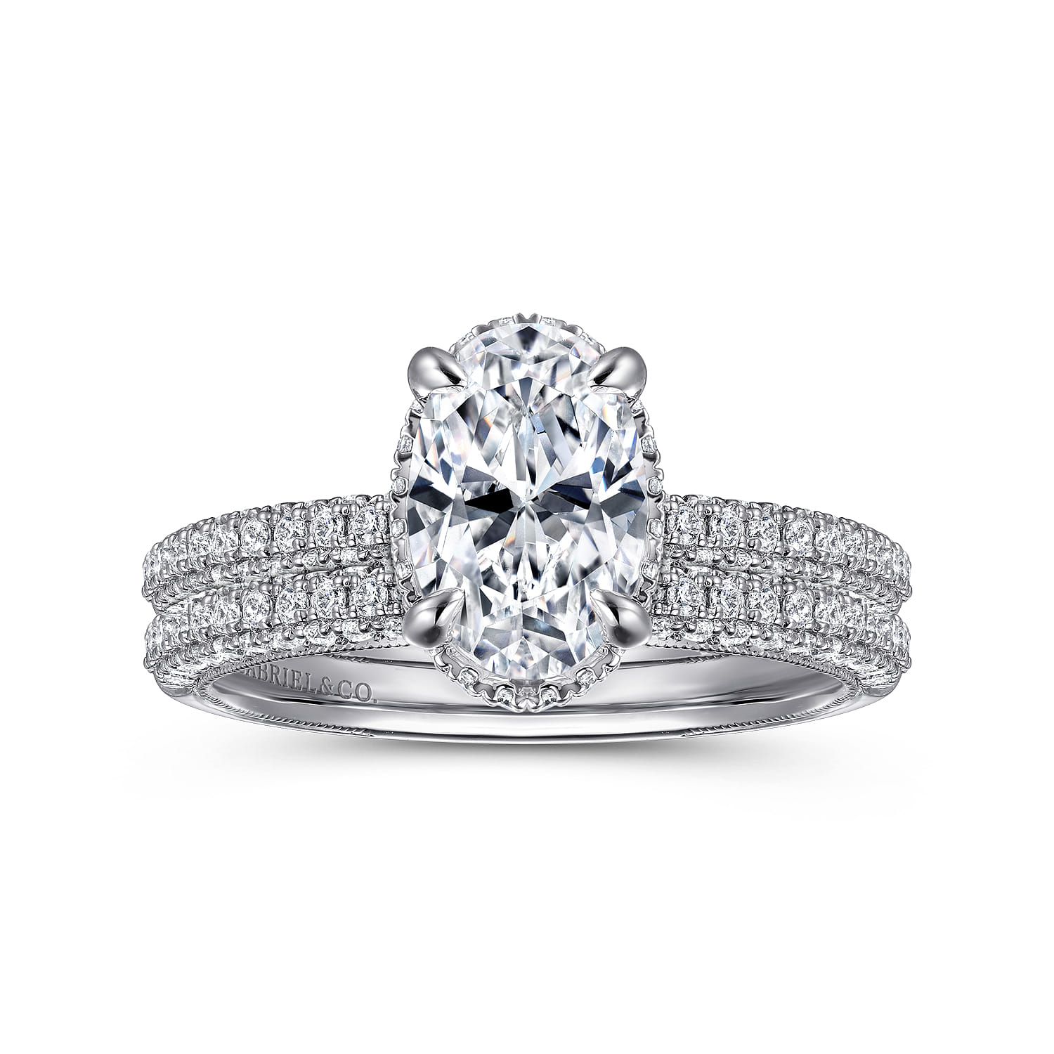 Caly - 14K White Gold Oval Halo Diamond Engagement Ring - 0.5 ct - Shot 4