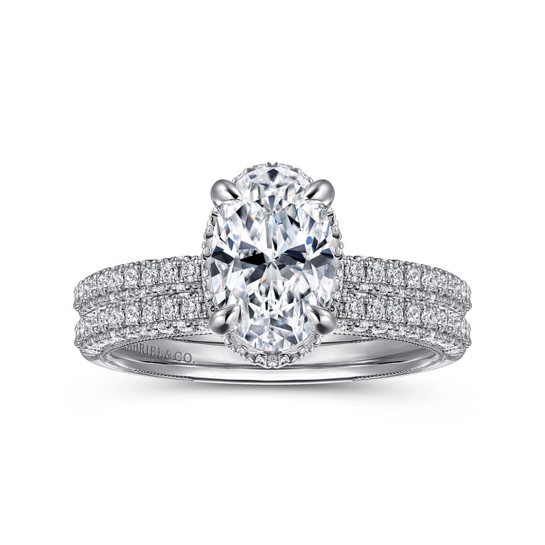 Caly - 14K White Gold Oval Halo Diamond Engagement Ring - 0.5 ct - Shot 4