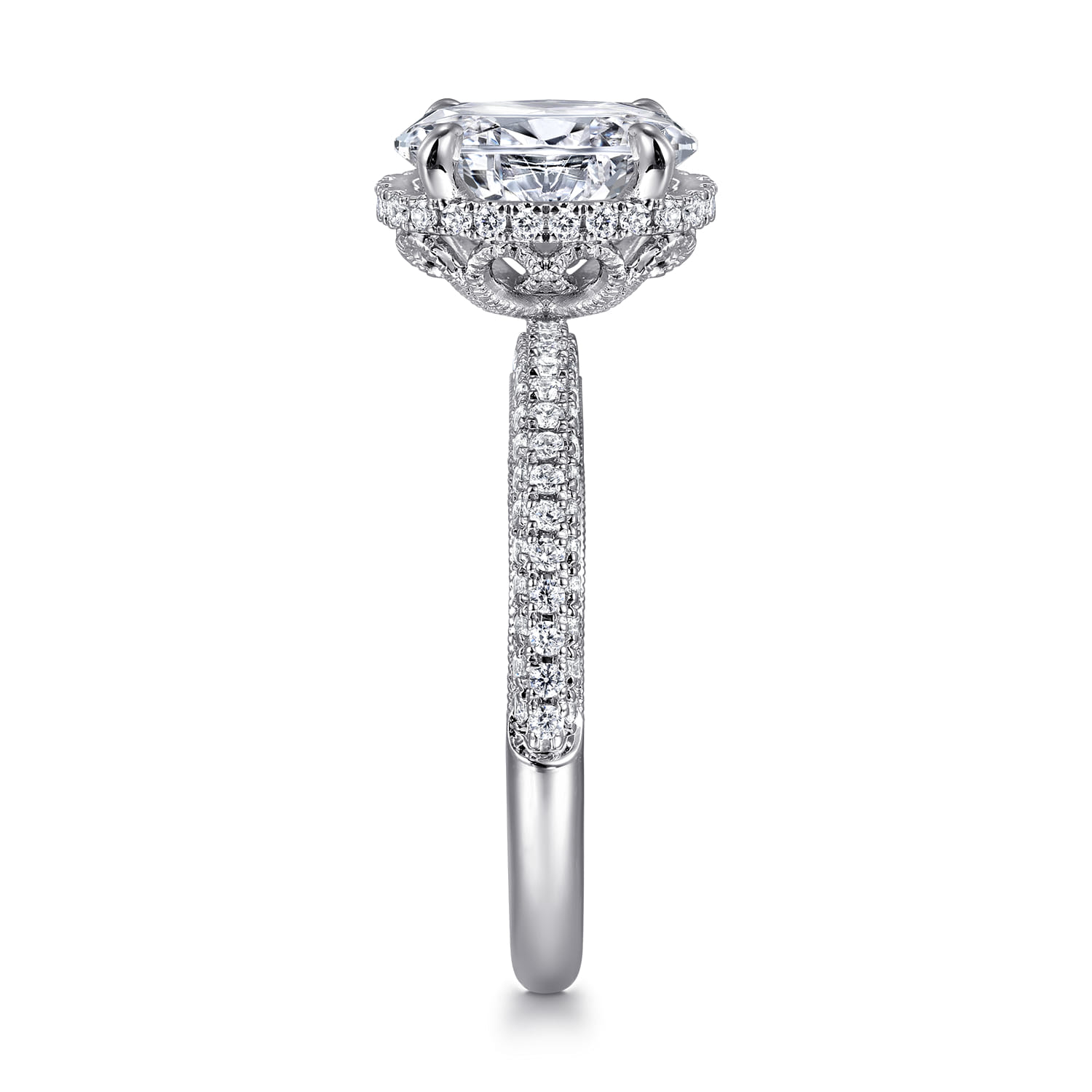 Caly - 14K White Gold Oval Halo Diamond Engagement Ring - 0.5 ct - Shot 5