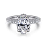 Caly - 14K White Gold Oval Halo Diamond Engagement Ring - 0.5 ct