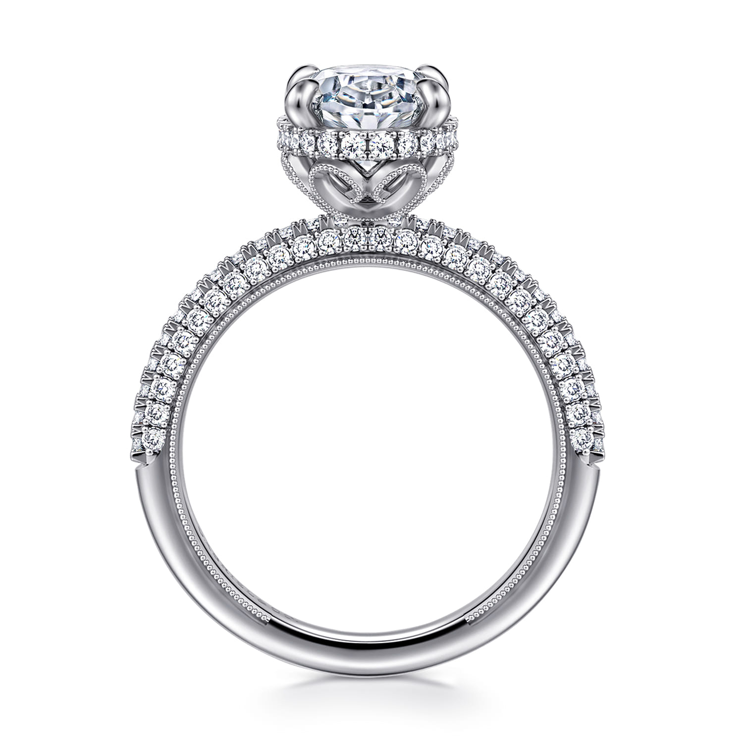 Caly - 14K White Gold Oval Halo Diamond Engagement Ring - 0.5 ct - Shot 2
