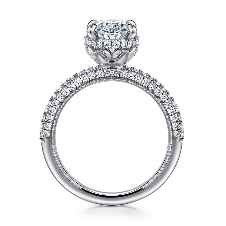 Caly - 14K White Gold Oval Halo Diamond Engagement Ring - 0.5 ct - Shot 2