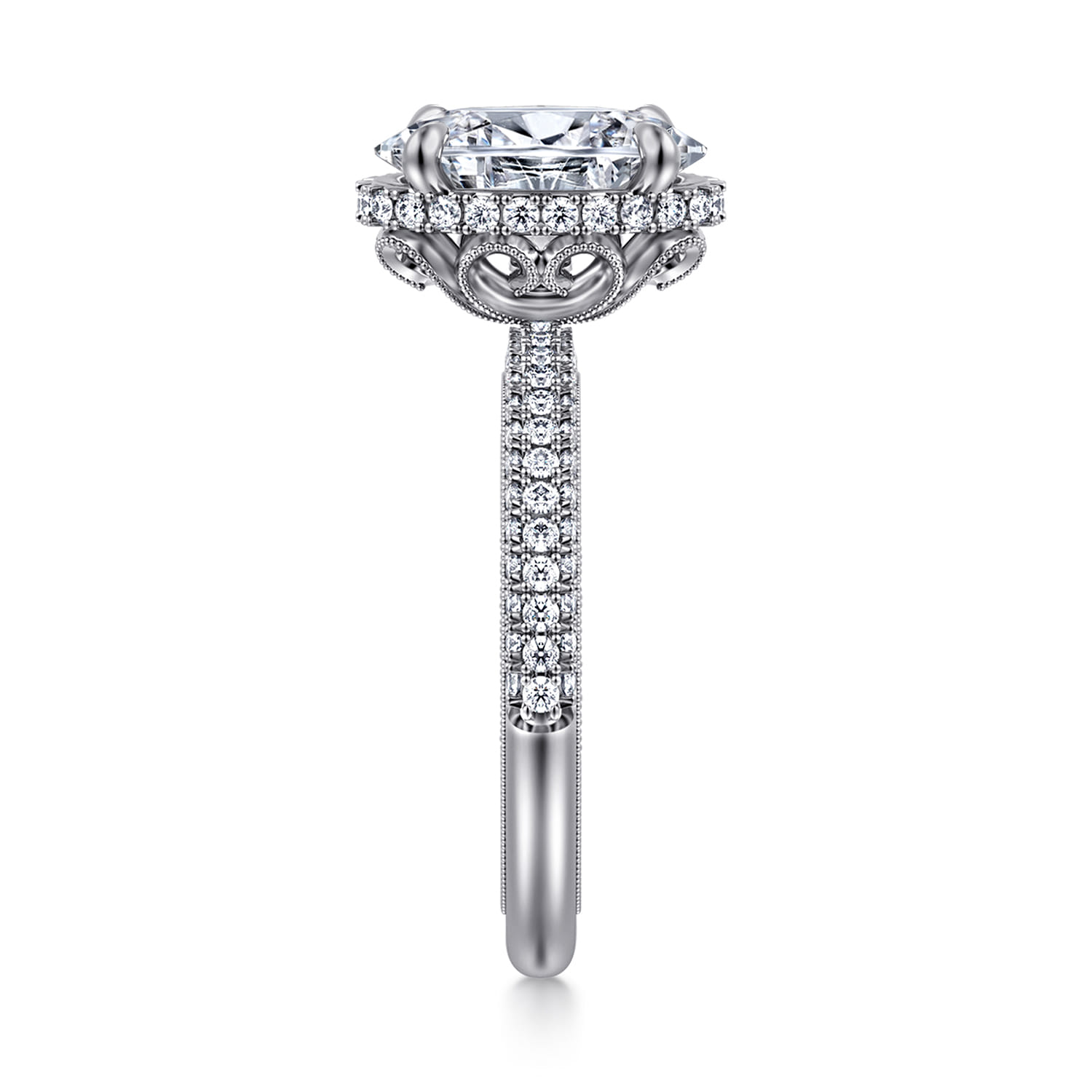 Caly - 14K White Gold Oval Halo Diamond Engagement Ring - 0.5 ct - Shot 4