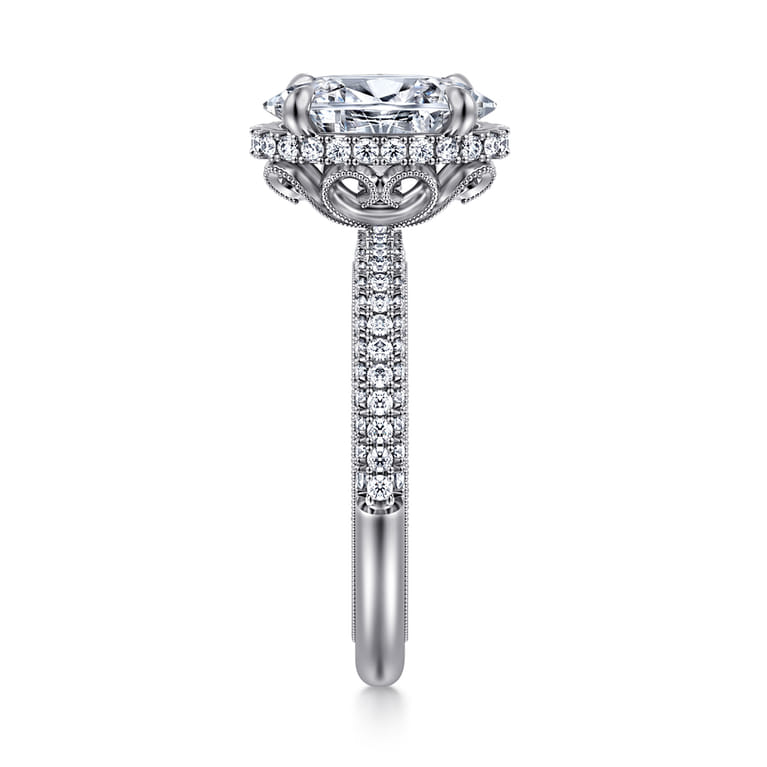 Caly - 14K White Gold Oval Halo Diamond Engagement Ring - 0.5 ct - Shot 4