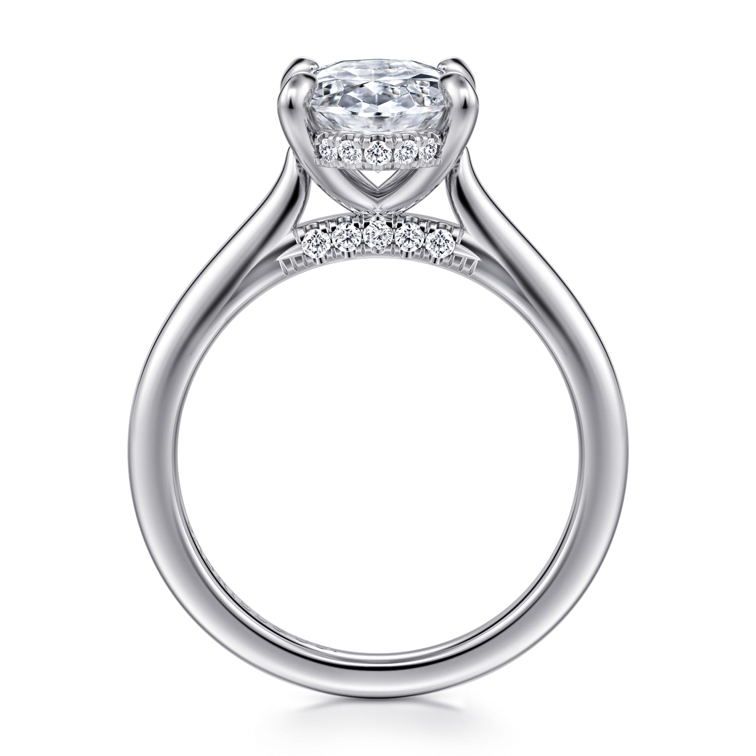 Ericka - 14K White Gold Oval Diamond Engagement Ring - 0.16 ct - Shot 2