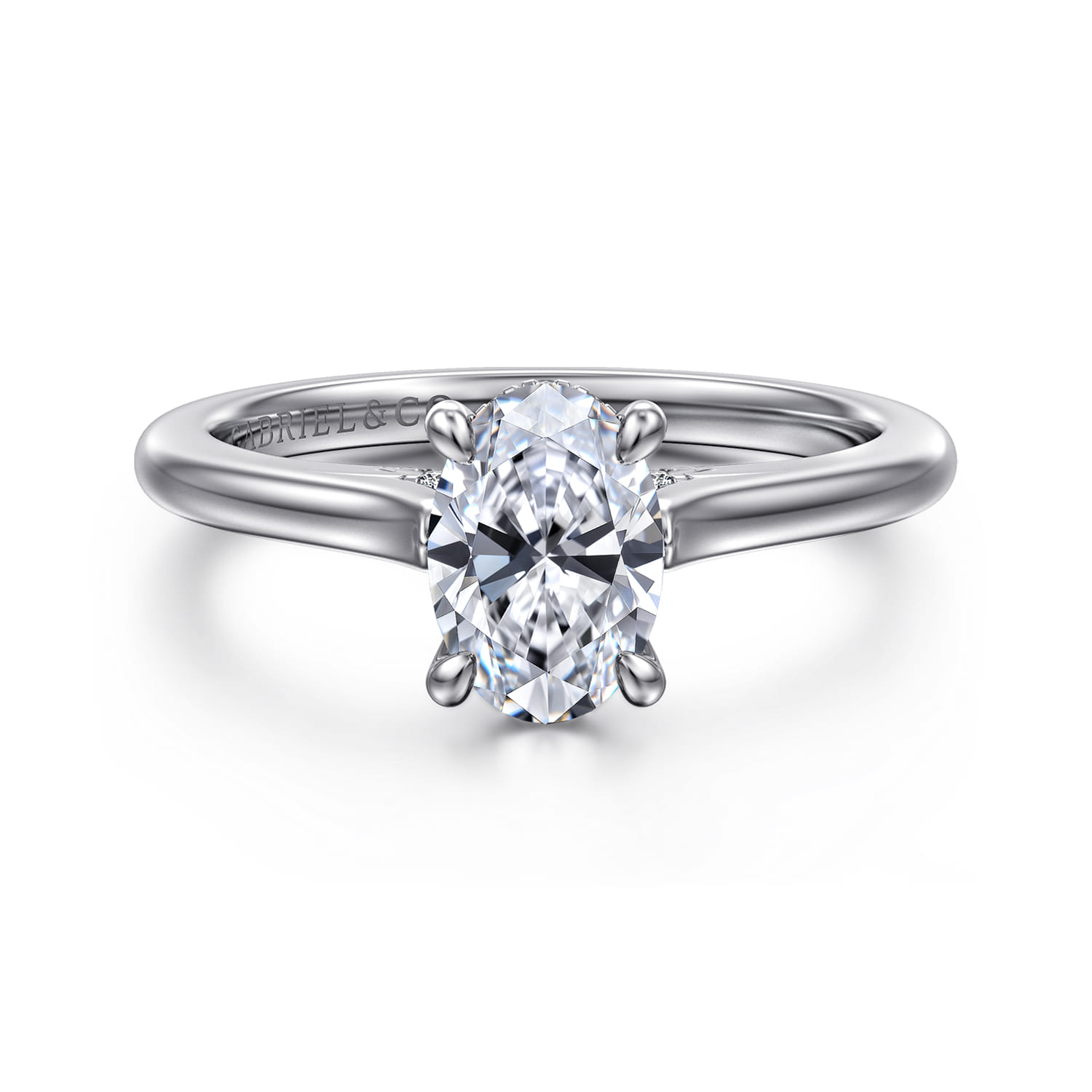 Ericka - 14K White Gold Oval Diamond Engagement Ring - 0.15 ct - Shot 1