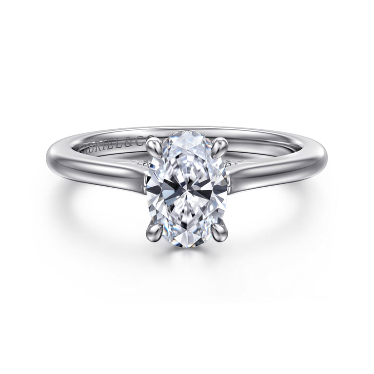 Ericka - 14K White Gold Oval Diamond Engagement Ring - 0.15 ct - Shot 1