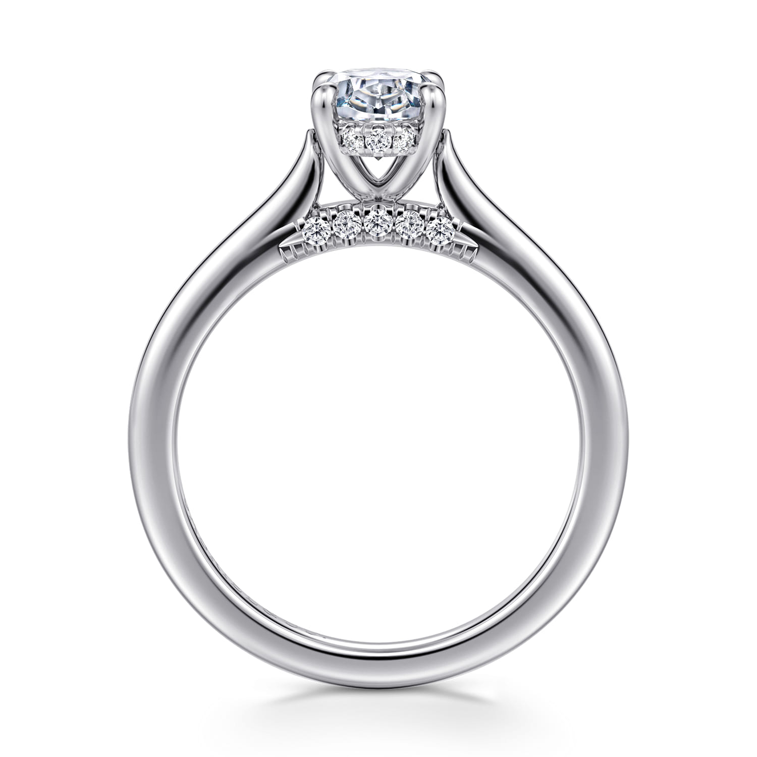 Ericka - 14K White Gold Oval Diamond Engagement Ring - 0.15 ct - Shot 2