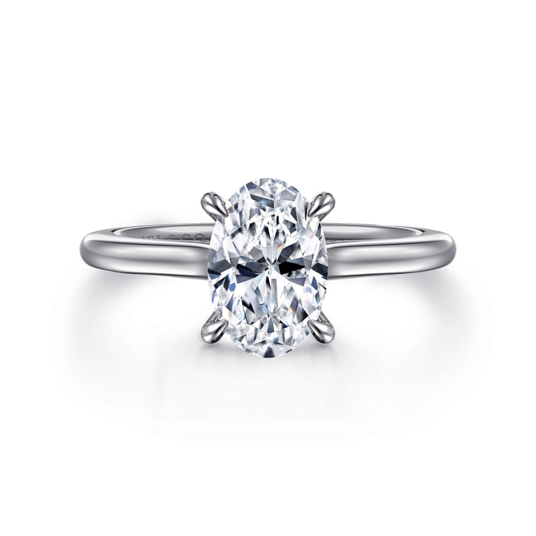 Ericka - 14K White Gold Oval Diamond Engagement Ring - 0.12 ct - Shot 1