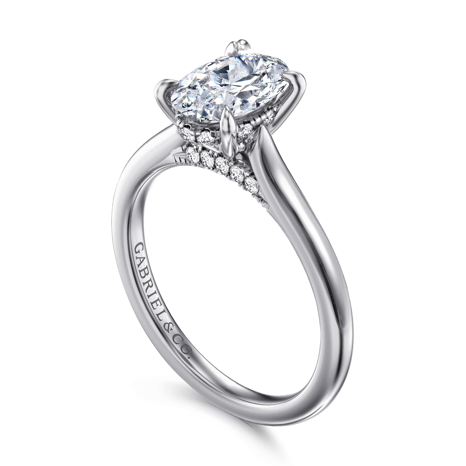 Ericka - 14K White Gold Oval Diamond Engagement Ring - 0.12 ct - Shot 3