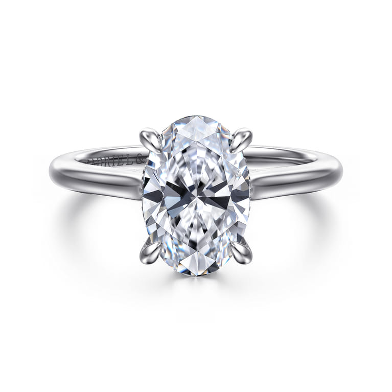 Ericka - 14K White Gold Oval Diamond Engagement Ring - 0.13 ct - Shot 1