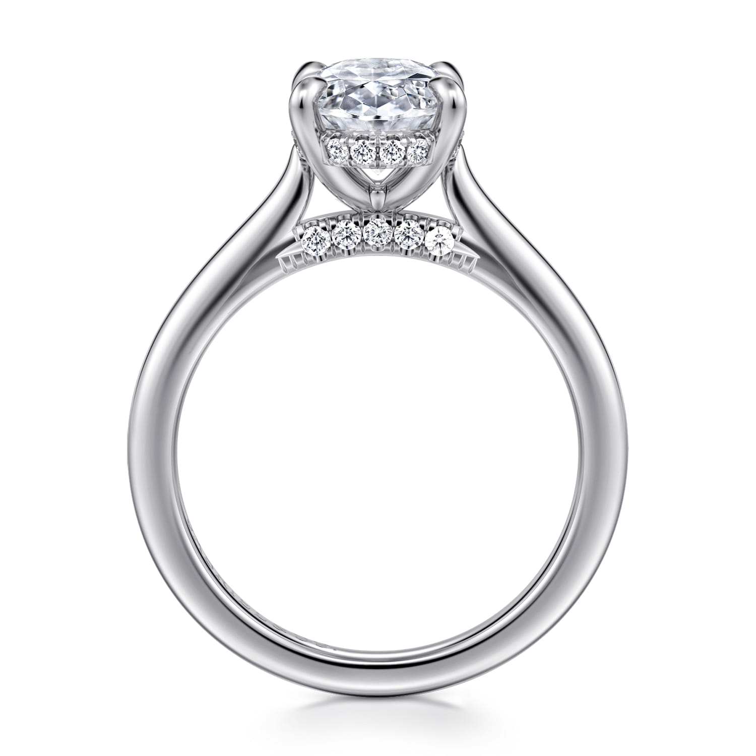 Ericka - 14K White Gold Oval Diamond Engagement Ring - 0.13 ct - Shot 2