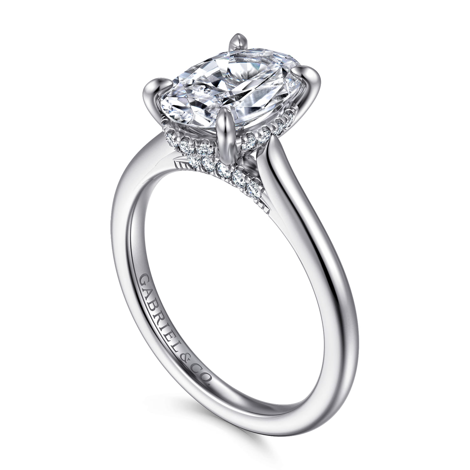 Ericka - 14K White Gold Oval Diamond Engagement Ring - 0.13 ct - Shot 3