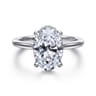 Aldon - 14K White Gold Oval Halo Diamond Engagement Ring - 0.14 ct