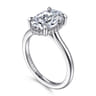 Aldon - 14K White Gold Oval Halo Diamond Engagement Ring - 0.14 ct