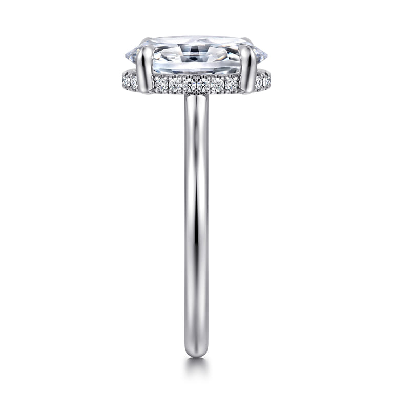 Aldon - 14K White Gold Oval Halo Diamond Engagement Ring - 0.14 ct - Shot 4