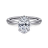 Aldon - 14K White Gold Oval Halo Diamond Engagement Ring - 0.08 ct