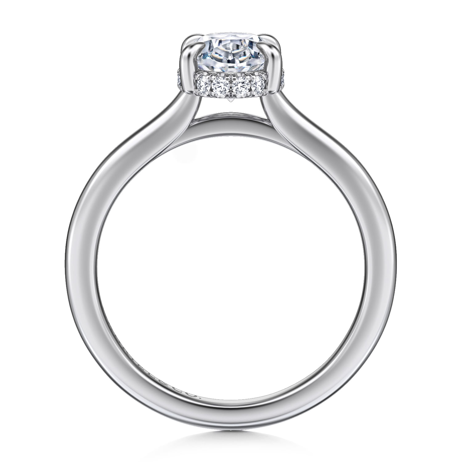 Aldon - 14K White Gold Oval Halo Diamond Engagement Ring - 0.08 ct - Shot 2