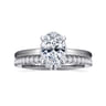 Aldon - 14K White Gold Oval Halo Diamond Engagement Ring - 0.08 ct