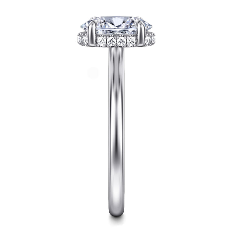 Aldon - 14K White Gold Oval Halo Diamond Engagement Ring - 0.08 ct - Shot 5