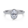 Allesia - 14K White Gold Oval Cut Hidden Halo Diamond Engagement Ring - 0.25 ct
