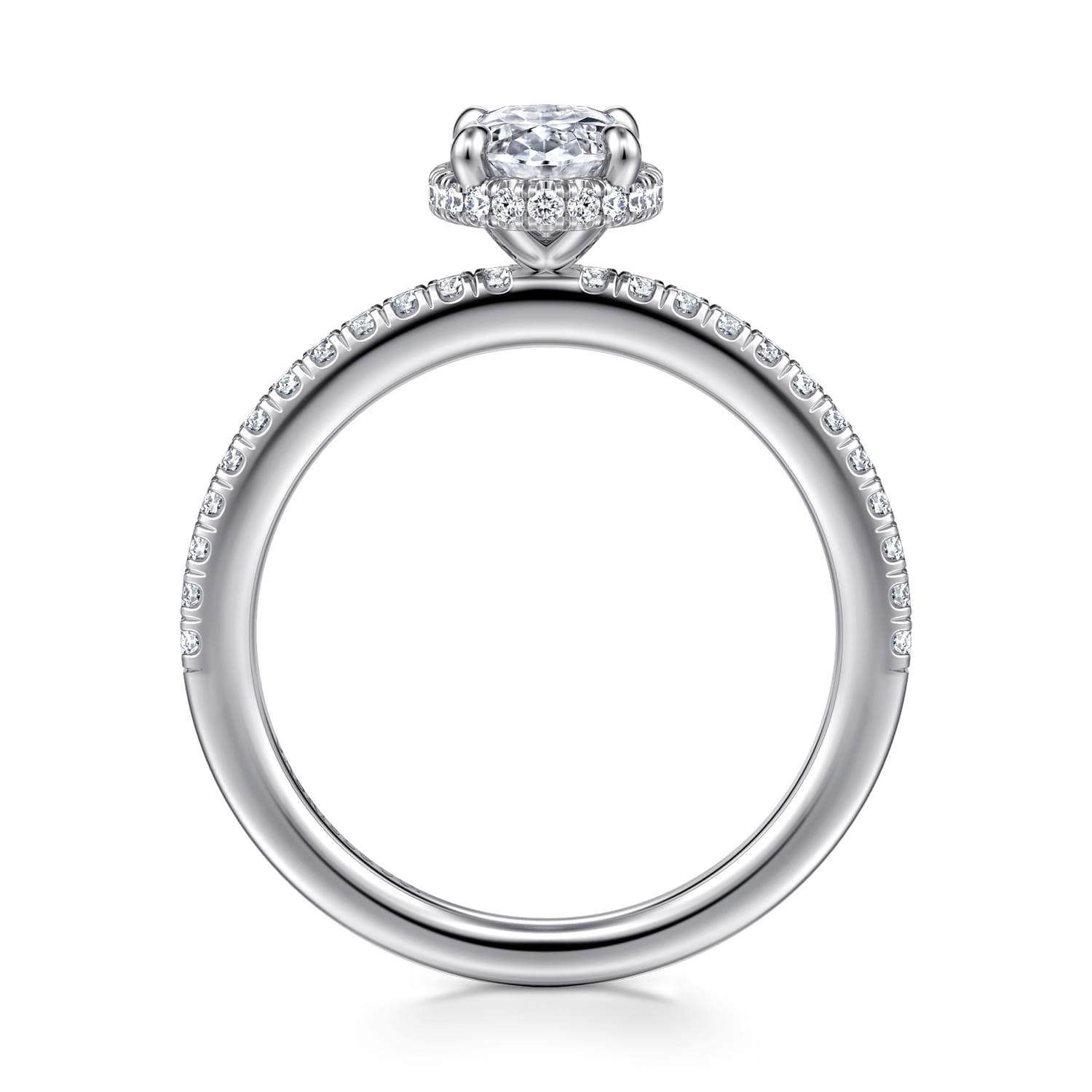 Allesia - 14K White Gold Oval Cut Hidden Halo Diamond Engagement Ring - 0.25 ct - Shot 2