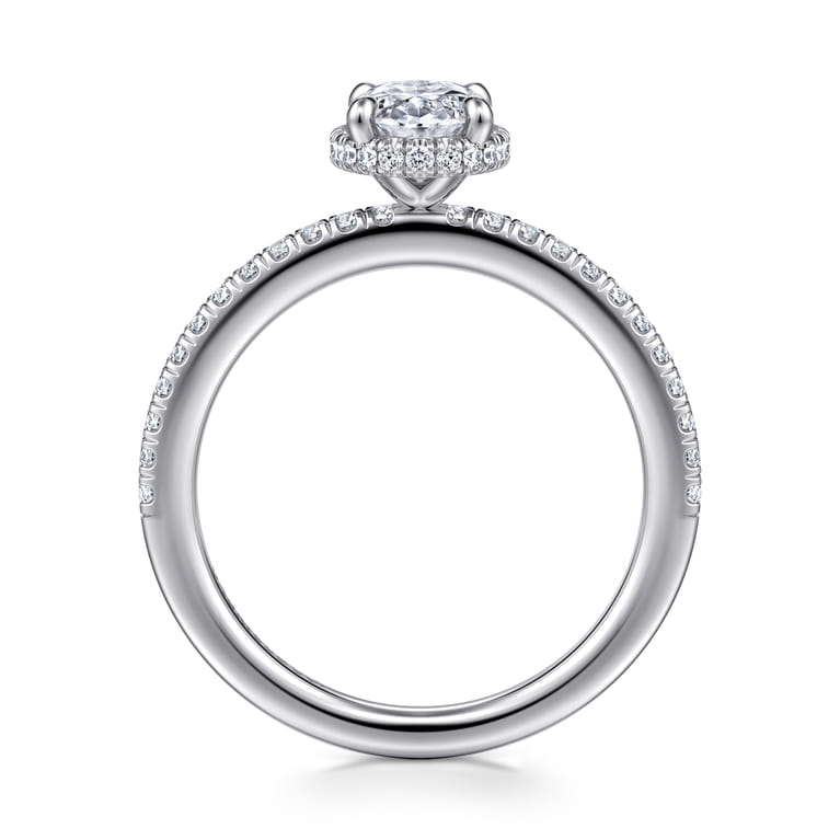 Allesia - 14K White Gold Oval Cut Hidden Halo Diamond Engagement Ring - 0.25 ct - Shot 2