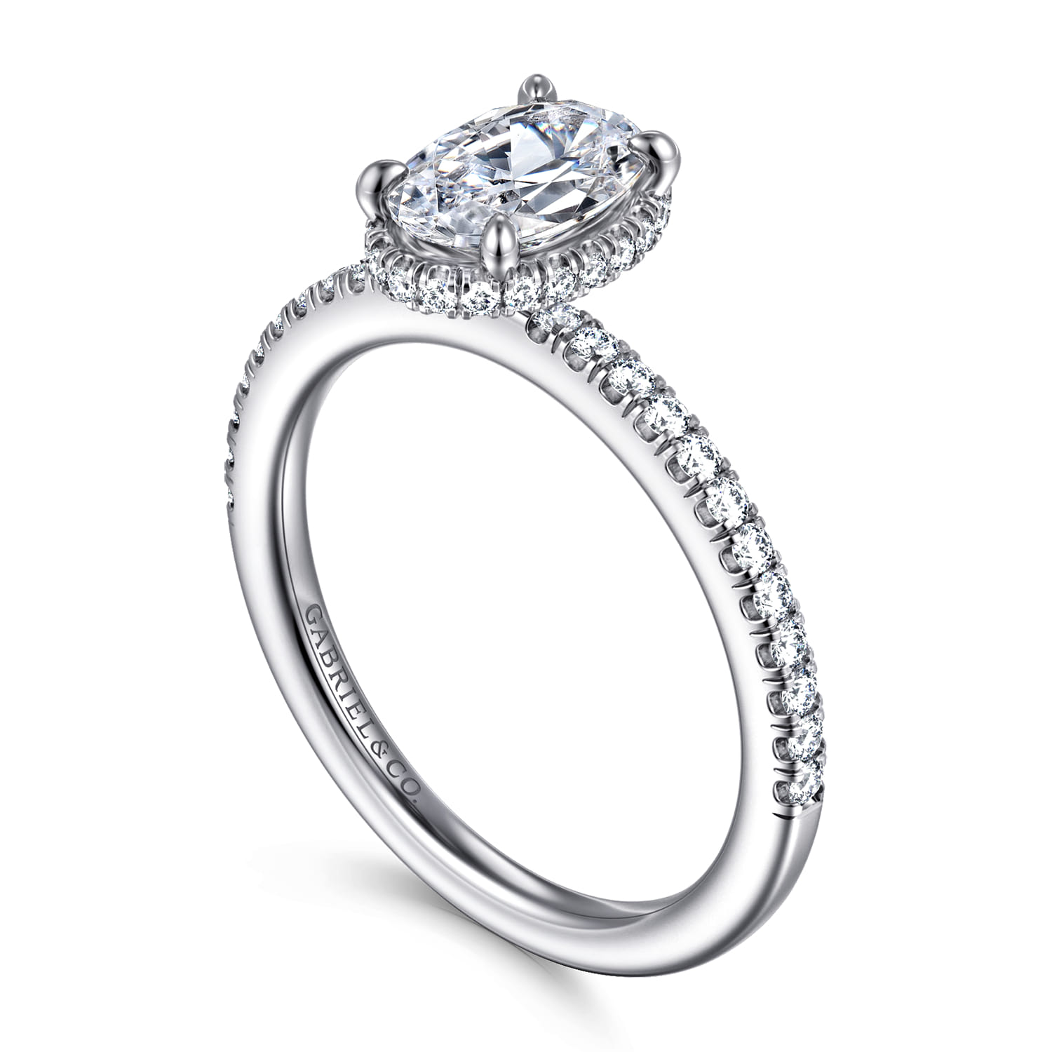 Allesia - 14K White Gold Oval Cut Hidden Halo Diamond Engagement Ring - 0.25 ct - Shot 3