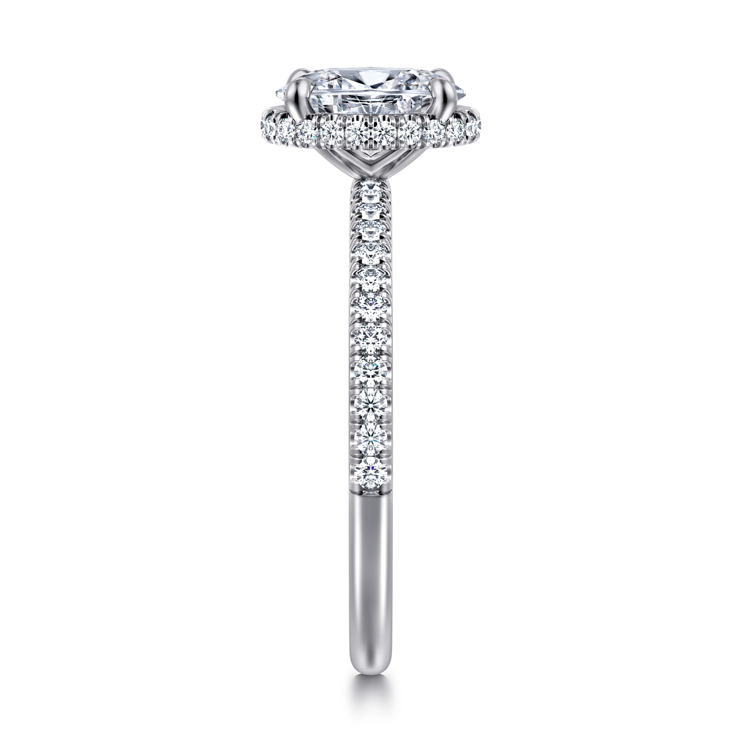 Allesia - 14K White Gold Oval Cut Hidden Halo Diamond Engagement Ring - 0.25 ct - Shot 4