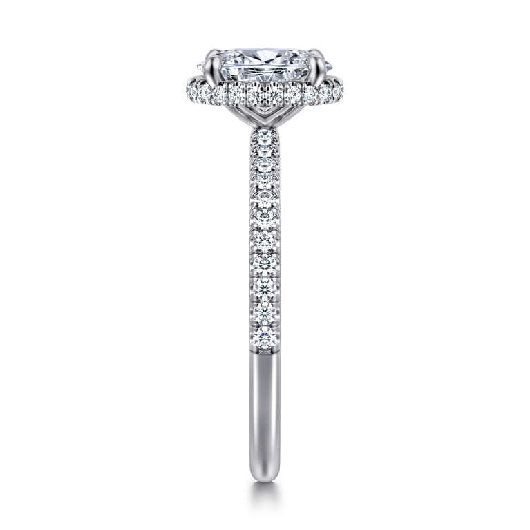 Allesia - 14K White Gold Oval Cut Hidden Halo Diamond Engagement Ring - 0.25 ct - Shot 4