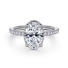 Allesia - 14K White Gold Oval Cut Hidden Halo Diamond Engagement Ring - 0.3 ct