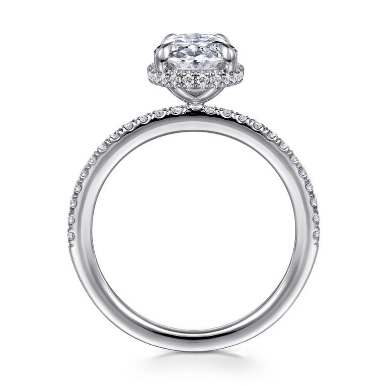 Allesia - 14K White Gold Oval Cut Hidden Halo Diamond Engagement Ring - 0.3 ct - Shot 2