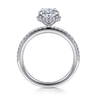 Allesia - 14K White Gold Oval Cut Hidden Halo Diamond Engagement Ring - 0.3 ct