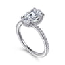 Allesia - 14K White Gold Oval Cut Hidden Halo Diamond Engagement Ring - 0.3 ct