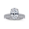 Allesia - 14K White Gold Oval Cut Hidden Halo Diamond Engagement Ring - 0.3 ct
