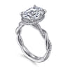 Ama - 14K White Gold Oval Halo Diamond Engagement Ring - 0.3 ct