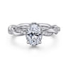 Ama - 14K White Gold Twisted Oval Halo Diamond Engagement Ring - 0.24 ct