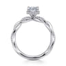 Ama - 14K White Gold Twisted Oval Halo Diamond Engagement Ring - 0.24 ct